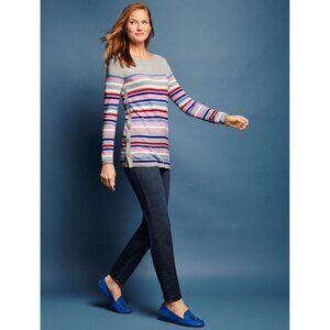 Talbots Multi-Stripe Side Button Sweater Size XS